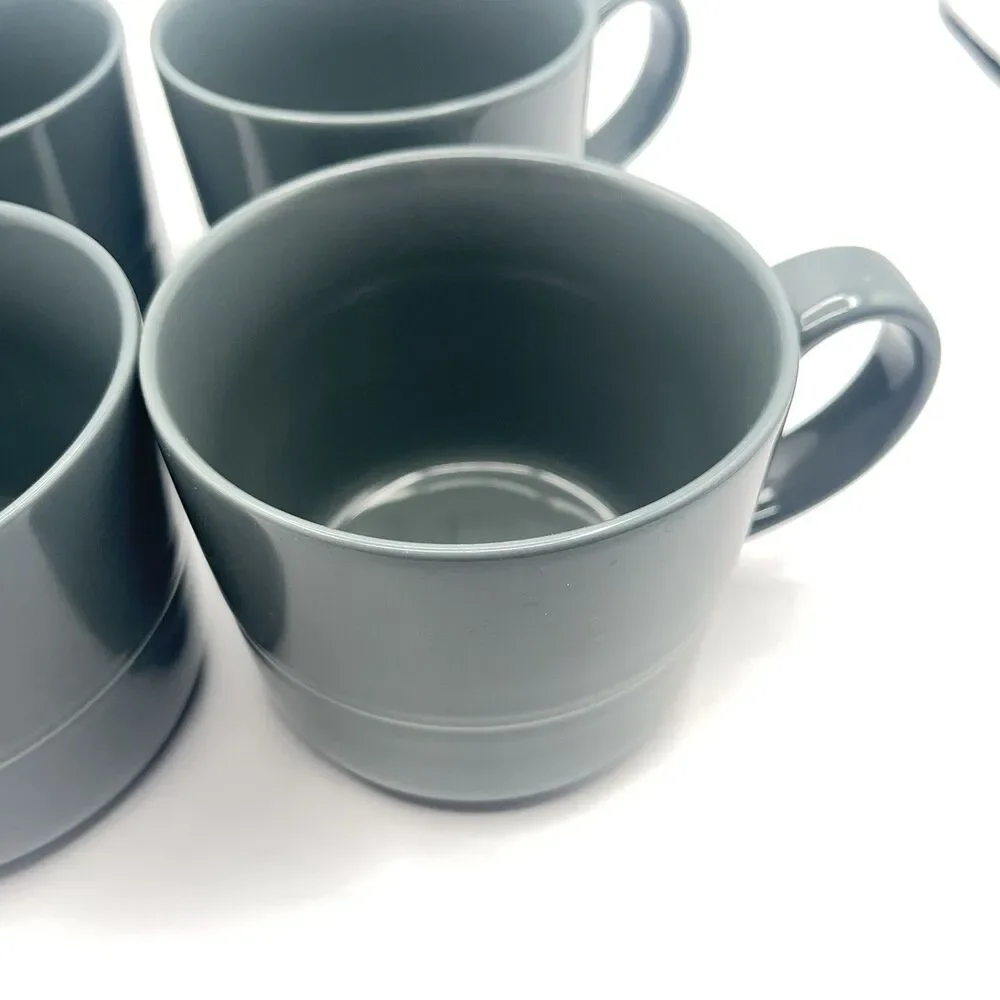 Crate & Barrel Aaron Probyn Hue Coffee Mugs Dark Gray Set of 4 Rare